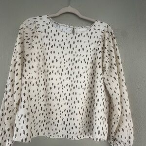 MELLODAY Cream and Black Patterned Blouse